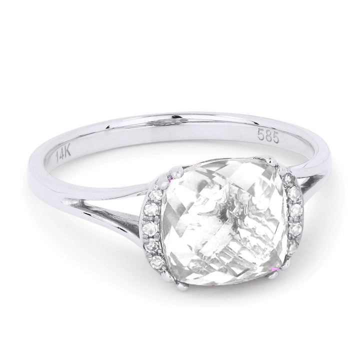 Madison L 14K White Gold White Topaz Oval Ring - style R1072WTW