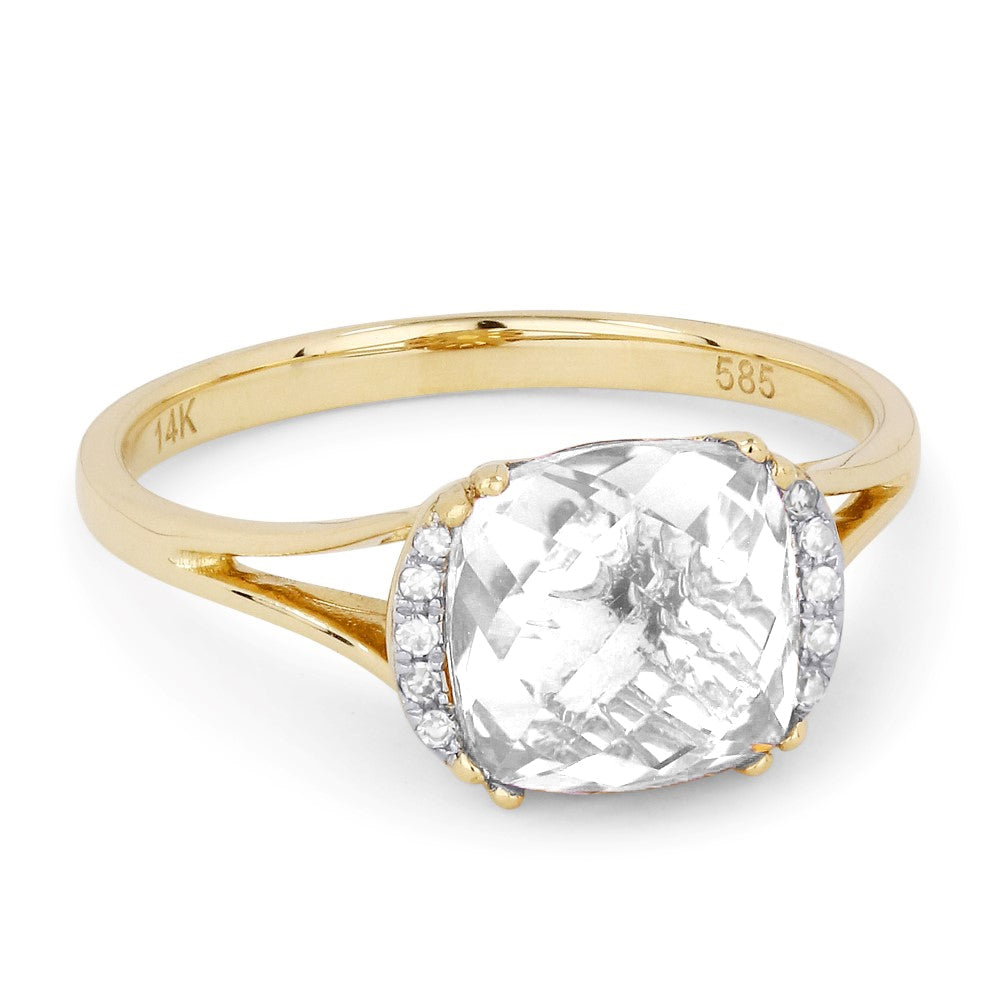 Madison L 14K Yellow Gold White Topaz Oval Ring - style R1072WTY