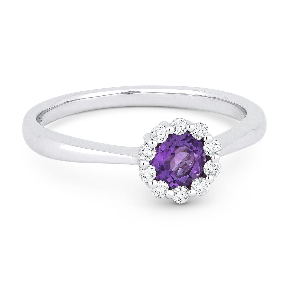 Madison L 14K White Gold Amethyst Round Ring - style R1073AMW