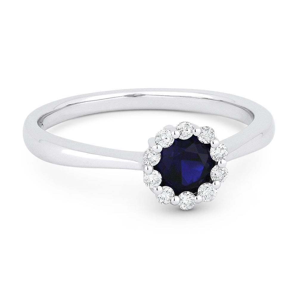 Madison L 14K White Gold Created Sapphire Round Ring - style R1073BCW
