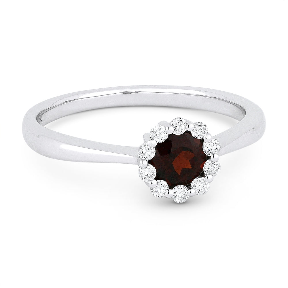 Madison L 14K White Gold Garnet Round Ring - style R1073GAW