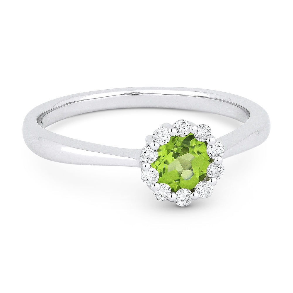 Madison L 14K White Gold Peridot Round Ring - style R1073PRW