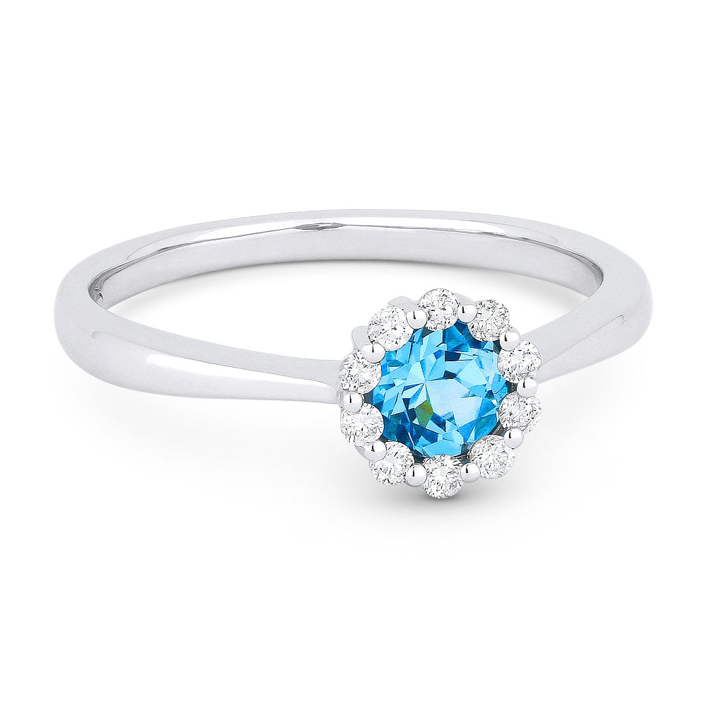 Madison L 14K White Gold Swiss Blue Topaz Round Ring - style R1073SWBTW