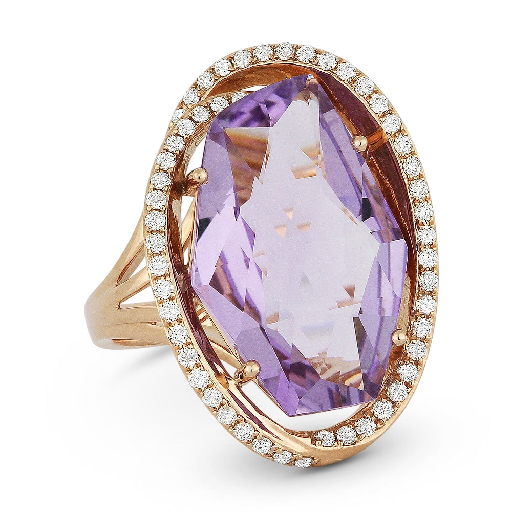 Madison L 14K Rose Gold Amethyst Oval Ring - style R1074AMP