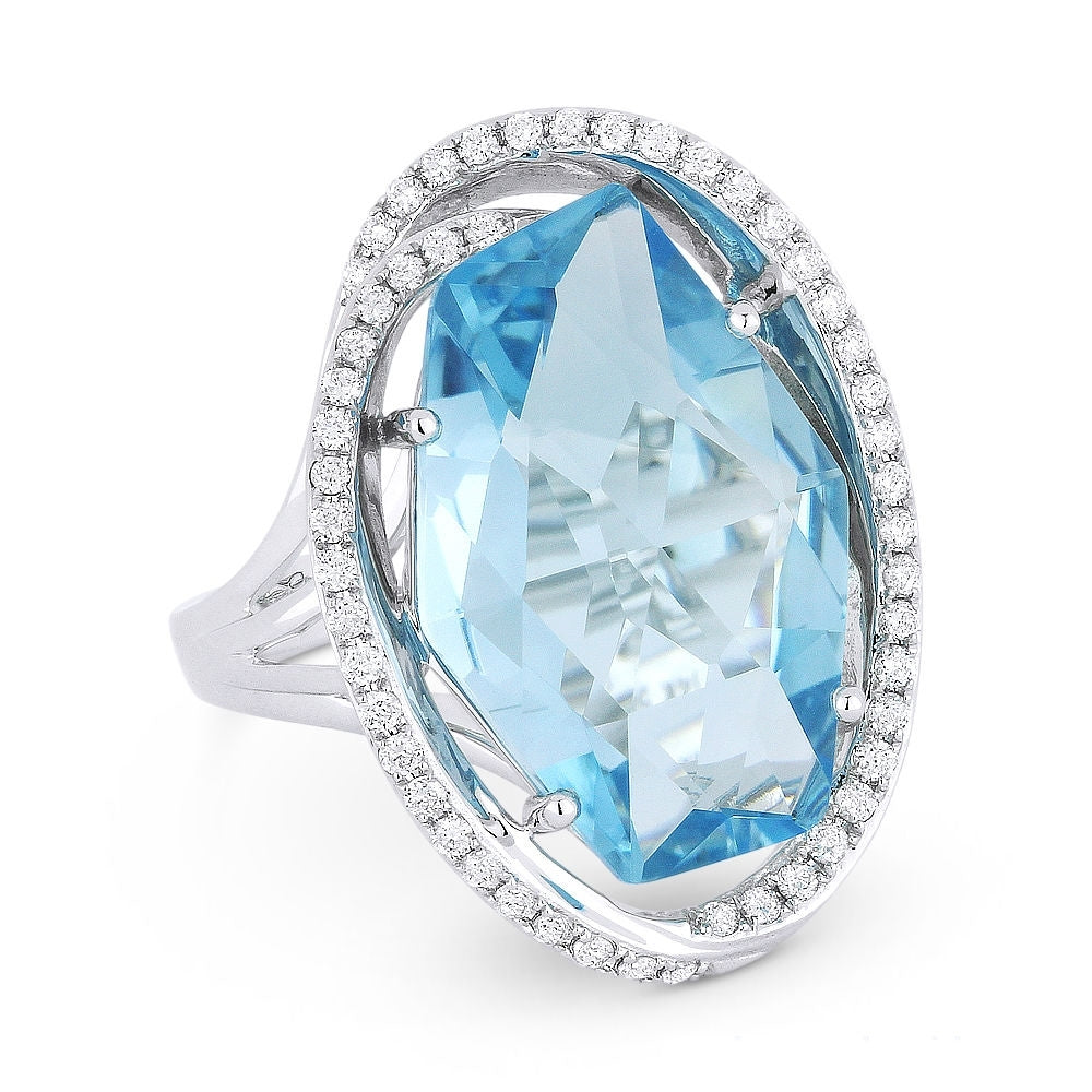 Madison L 14K White Gold Blue Topaz Oval Ring - style R1074BTW