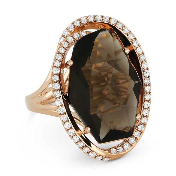 Madison L 14K Rose Gold Smokey Topaz Oval Ring - style R1074SMP