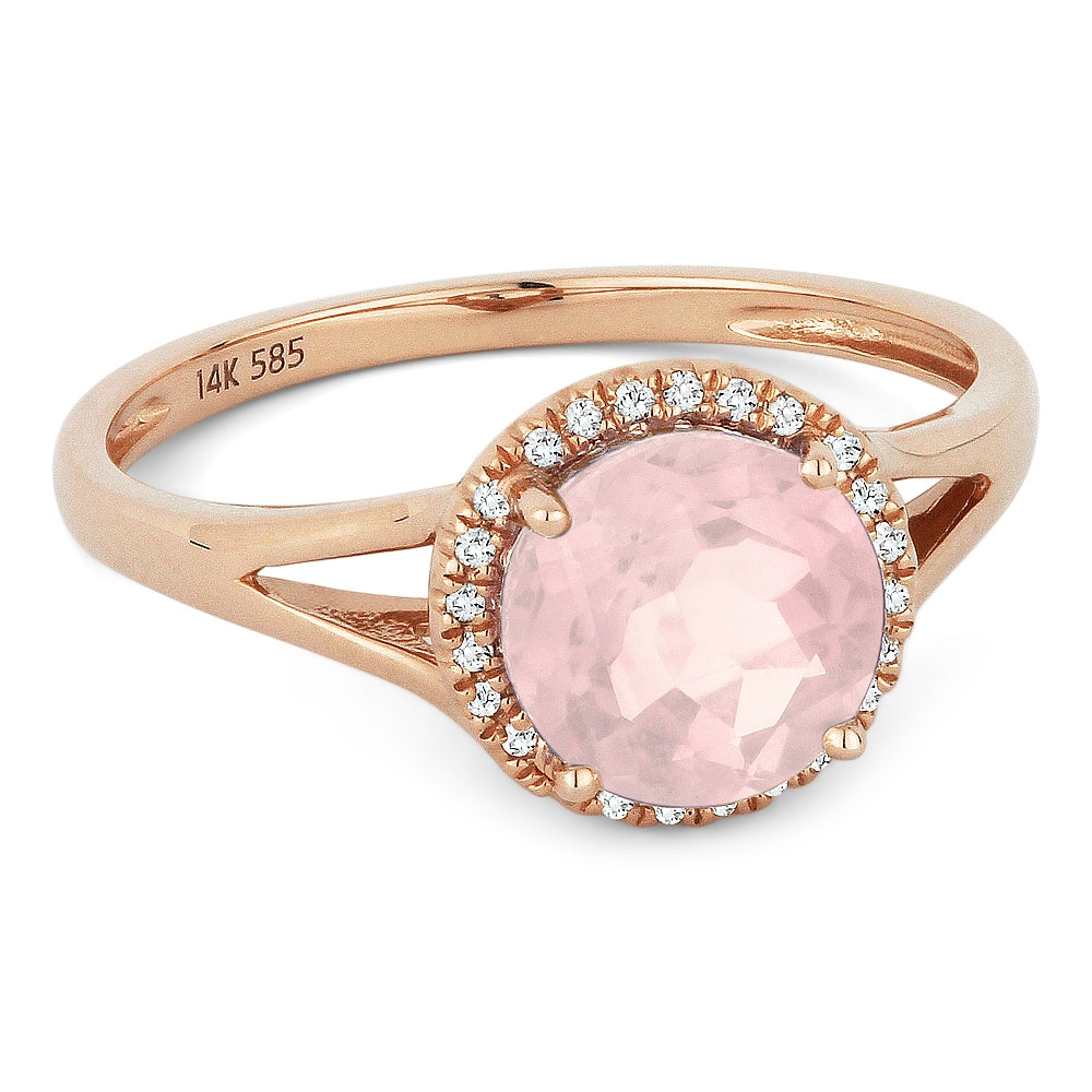 Madison L 14K Rose Gold Created Morganite Round Ring - style R1075CMGP