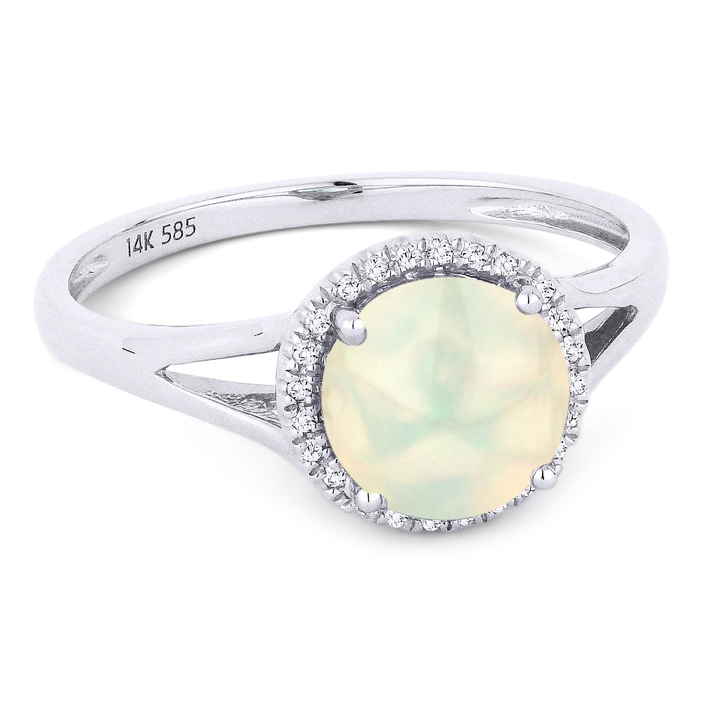 Madison L 14K White Gold Created Ethiopian Opal Round Ring - style R1075COPW