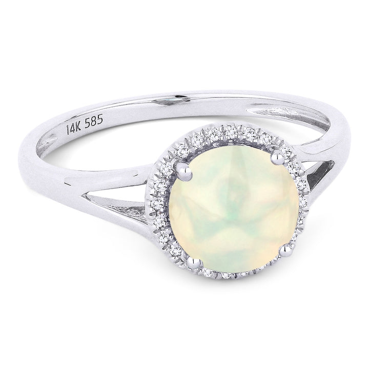 Madison L 14K White Gold Created Ethiopian Opal Round Ring - style R1075COPW