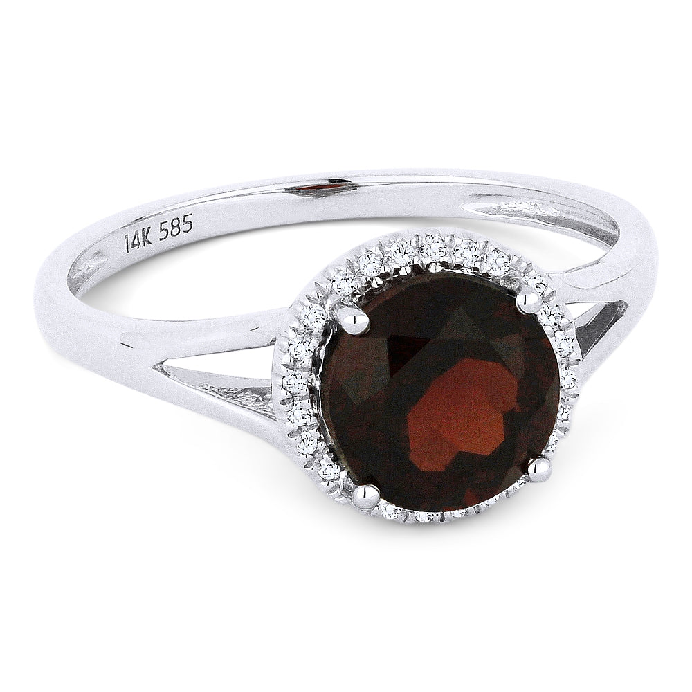 Madison L 14K White Gold Garnet Round Ring - style R1075GAW