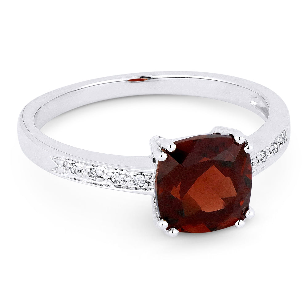 Madison L 14K White Gold Garnet Cushion Ring - style R1108GAW