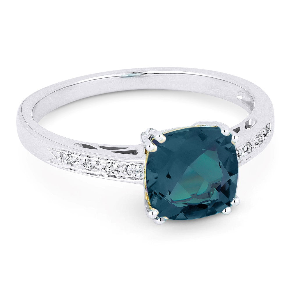 Madison L 14K White Gold London Blue Topaz Cushion Ring - style R1108LBTW