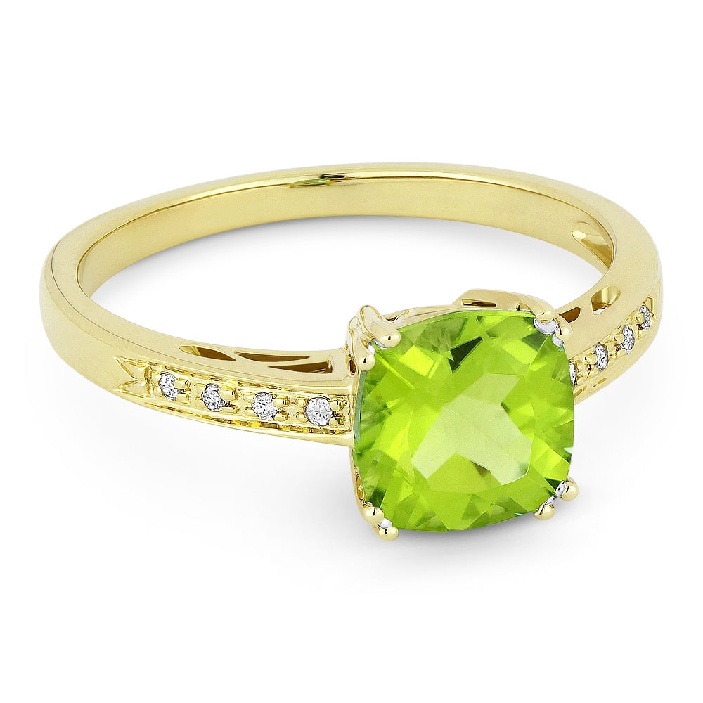 Madison L 14K Yellow Gold Peridot Cushion Ring - style R1108PRY