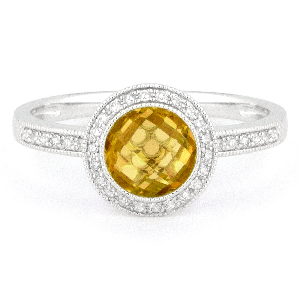 Madison L 14K White Gold Citrine Round Ring - style R1122CTW