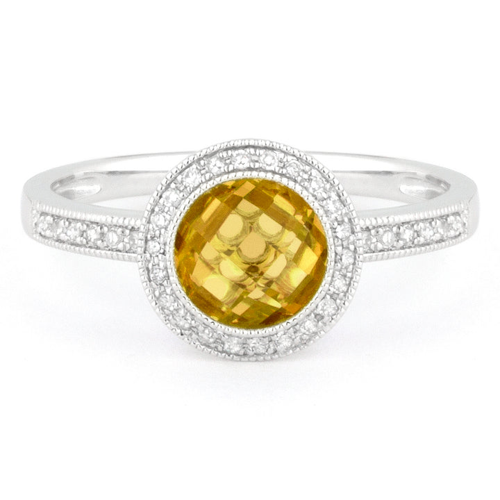 Madison L 14K White Gold Citrine Round Ring - style R1122CTW