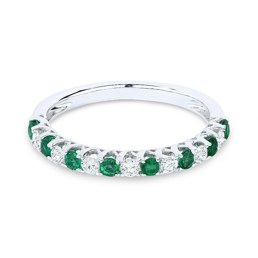 Madison L 18K White Gold Emerald Stackable Ring - style R1175EMW