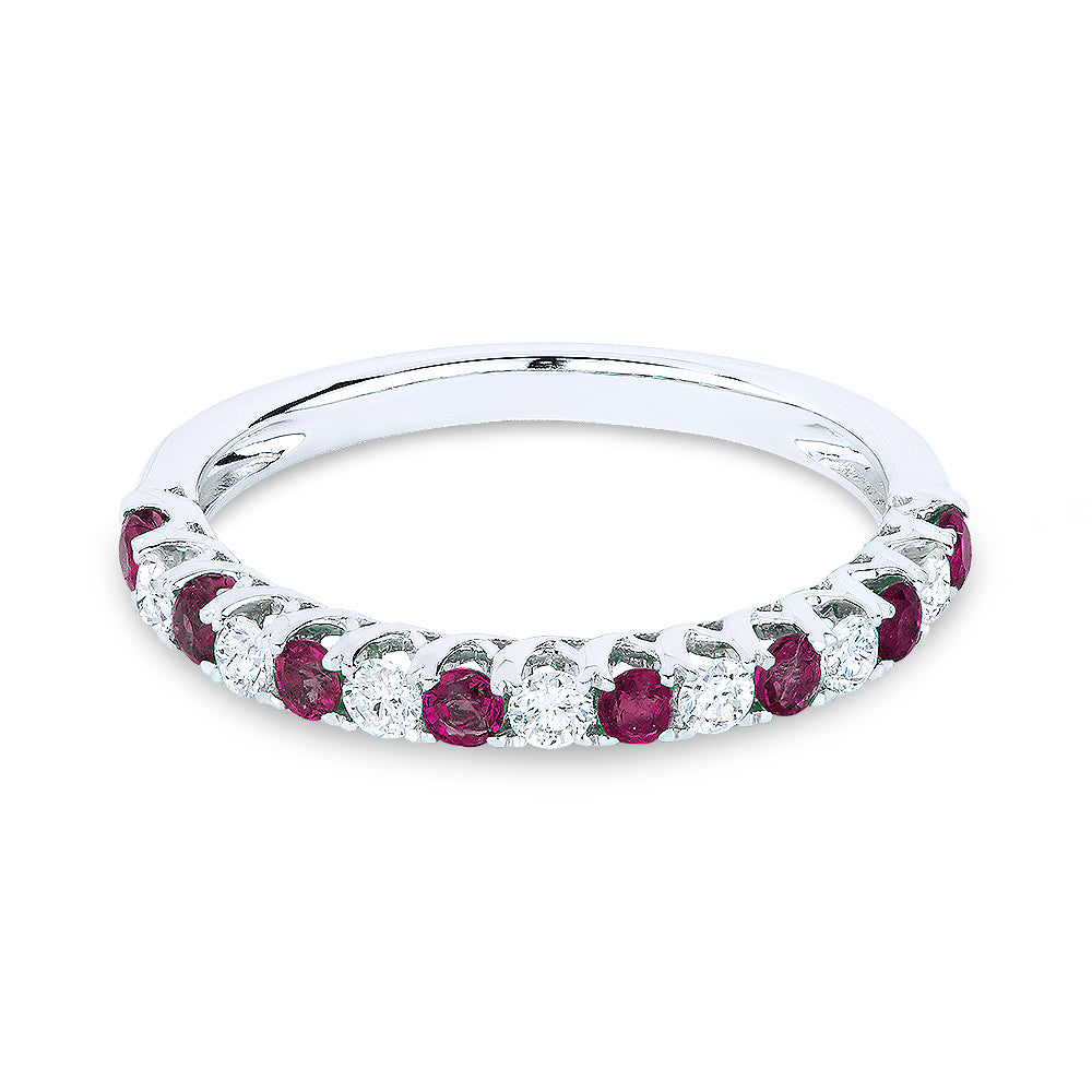 Madison L 18K White Gold Ruby Stackable Ring - style R1175RUW