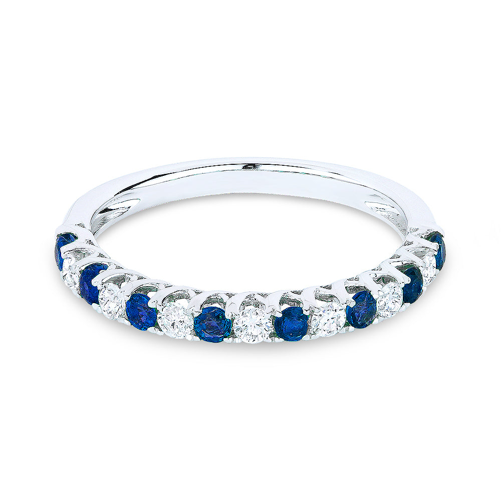 Madison L 18K White Gold Sapphire Stackable Ring - style R1175SAW