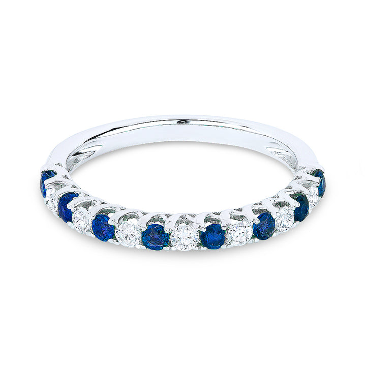 Madison L 18K White Gold Sapphire Stackable Ring - style R1175SAW