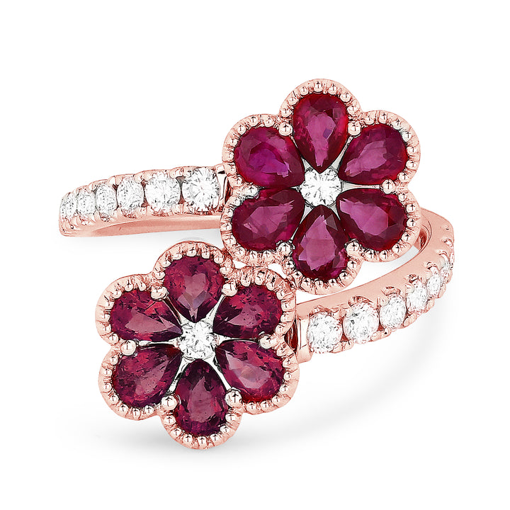 Madison L 14K Rose Gold Ruby Flower Ring - style R1204RUP