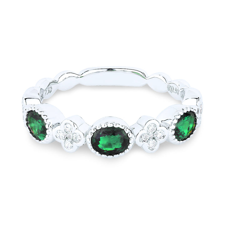 Madison L 14K White Gold Emerald Stackable Ring - style R1215EMW