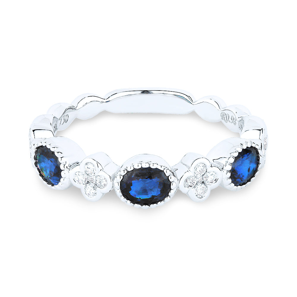 Madison L 14K White Gold Sapphire Stackable Ring - style R1215SAW