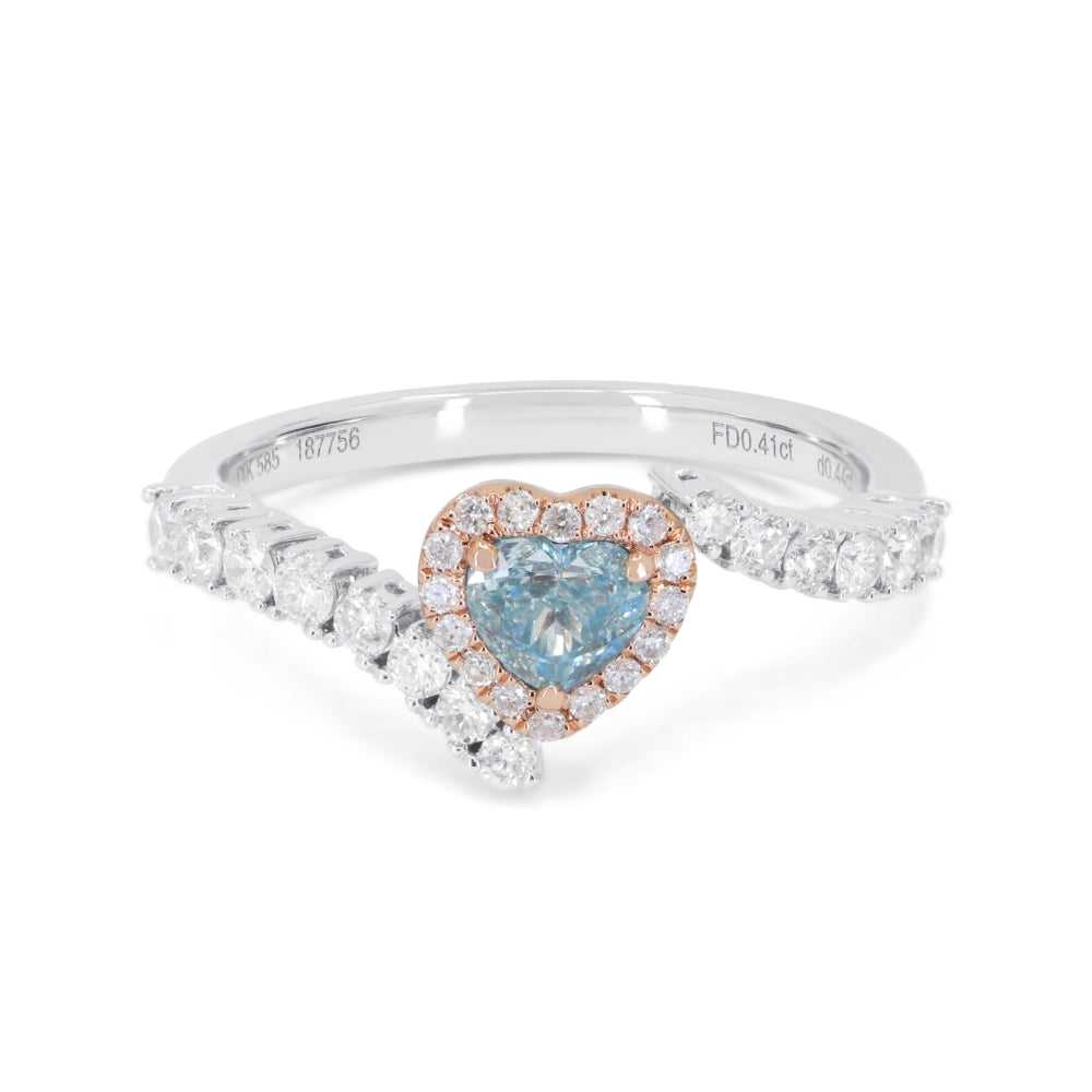 Madison L 14K White Gold Fancy Blue Diamond Heart Ring - style R1242BDW