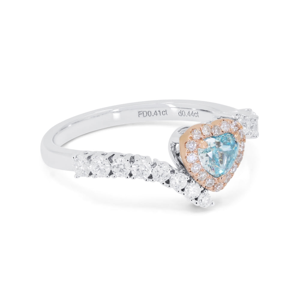 R1242 - 14K White Gold Fancy Color Diamond Heart Ring