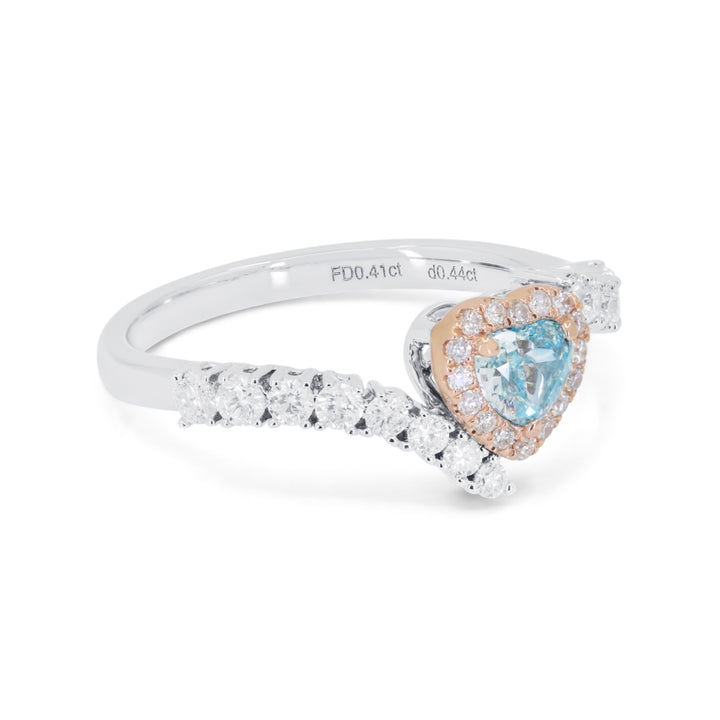 R1242 - 14K White Gold Fancy Color Diamond Heart Ring