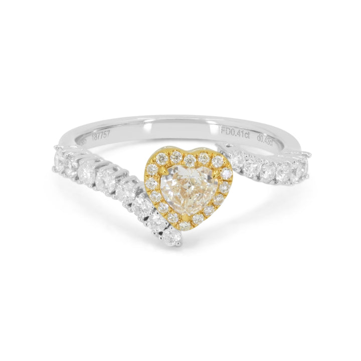 Madison L 14K White Gold Fancy Yellow Diamond Heart Ring - style R1242YDW