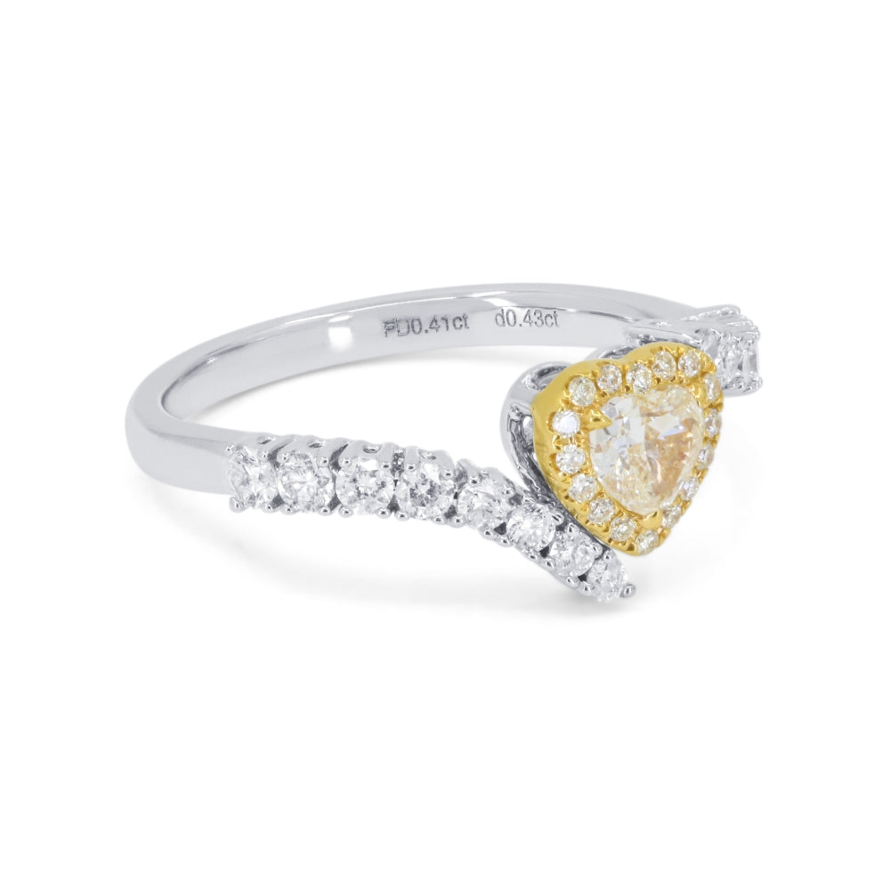 R1242 - 14K White Gold Fancy Color Diamond Heart Ring