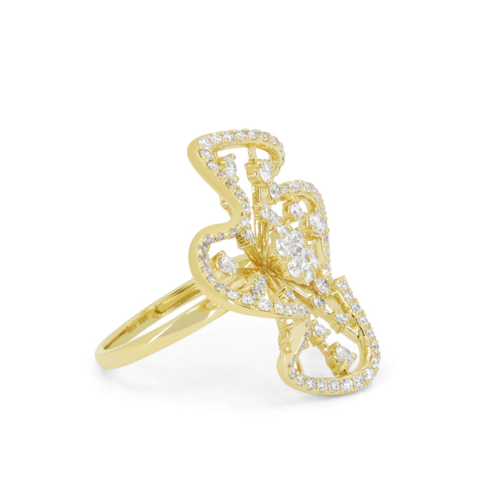 R1245 - 14K Yellow Gold Diamond Flower Ring