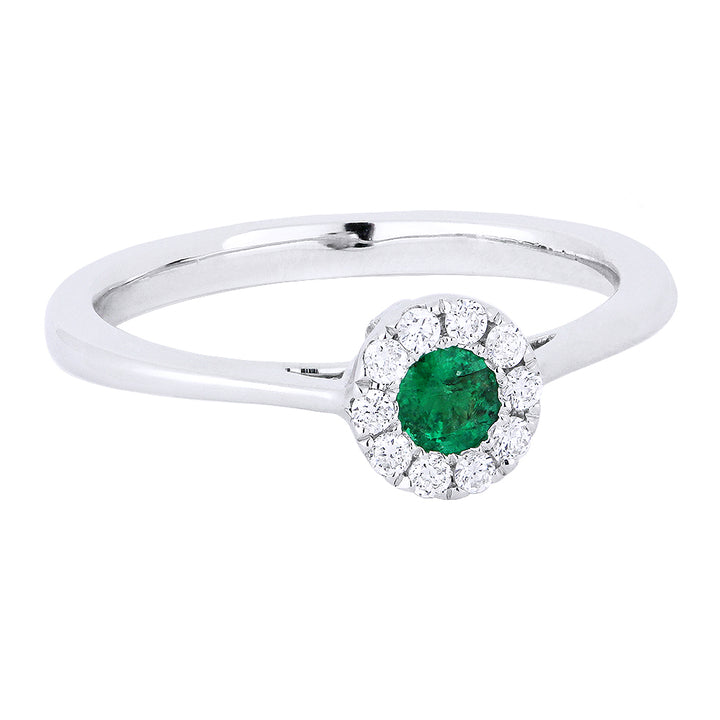 Madison L 14K White Gold Emerald Round Ring - style R1258EMW