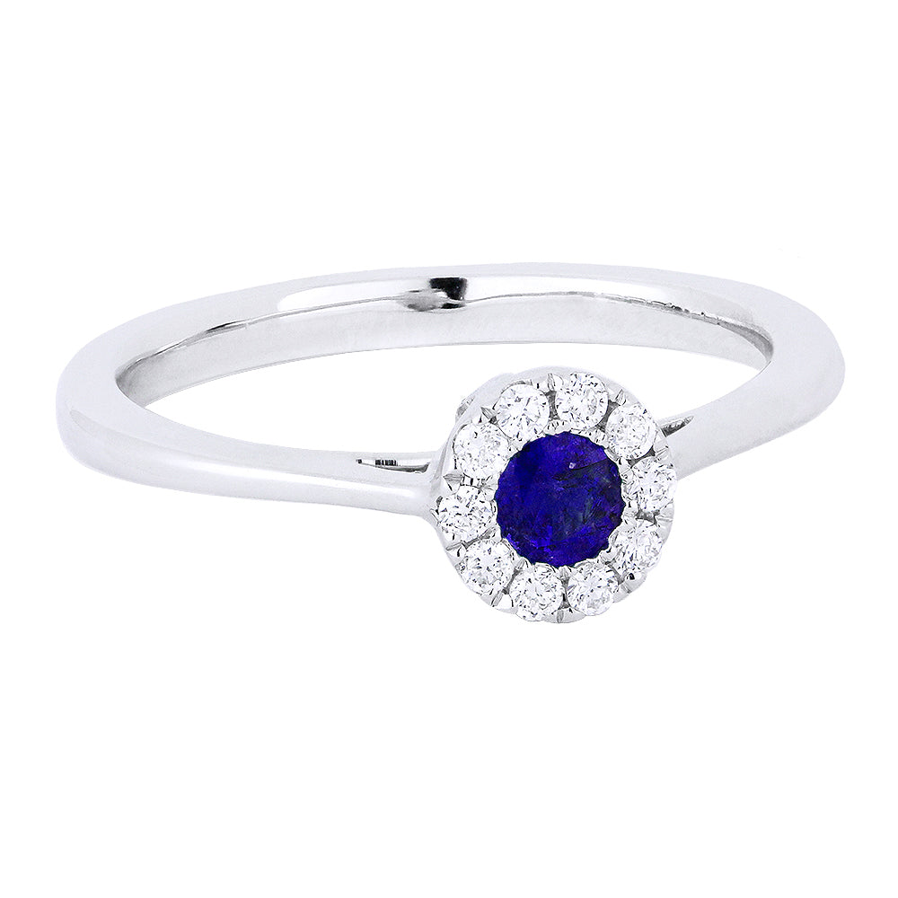 Madison L 14K White Gold Sapphire Round Ring - style R1258SAW