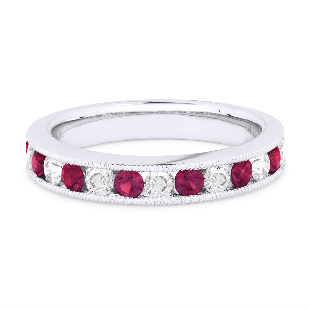 Madison L 18K White Gold Ruby Stackable Ring - style R1266RUW