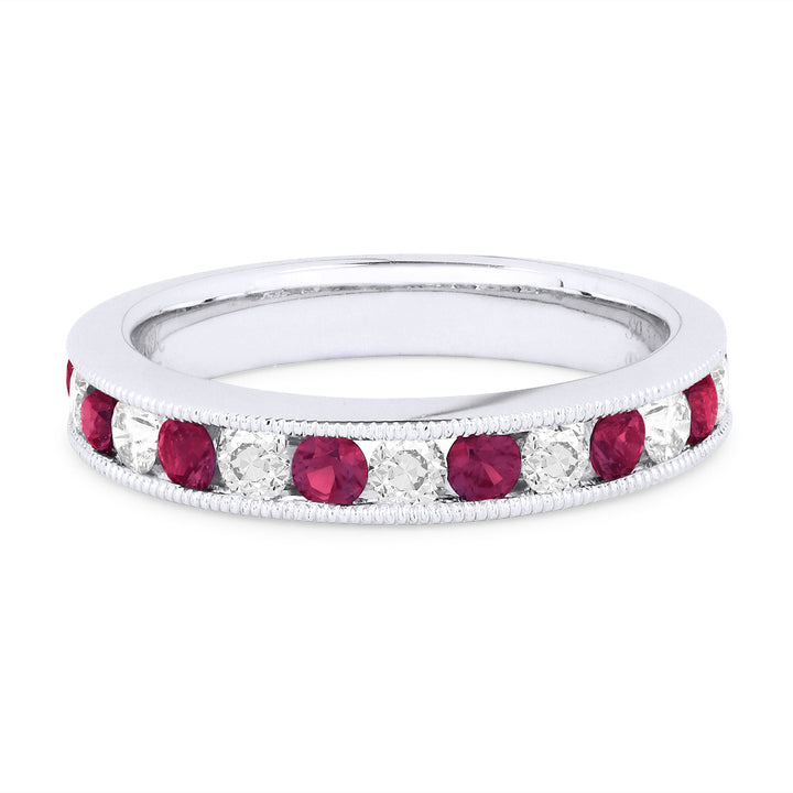 Madison L 18K White Gold Ruby Stackable Ring - style R1266RUW