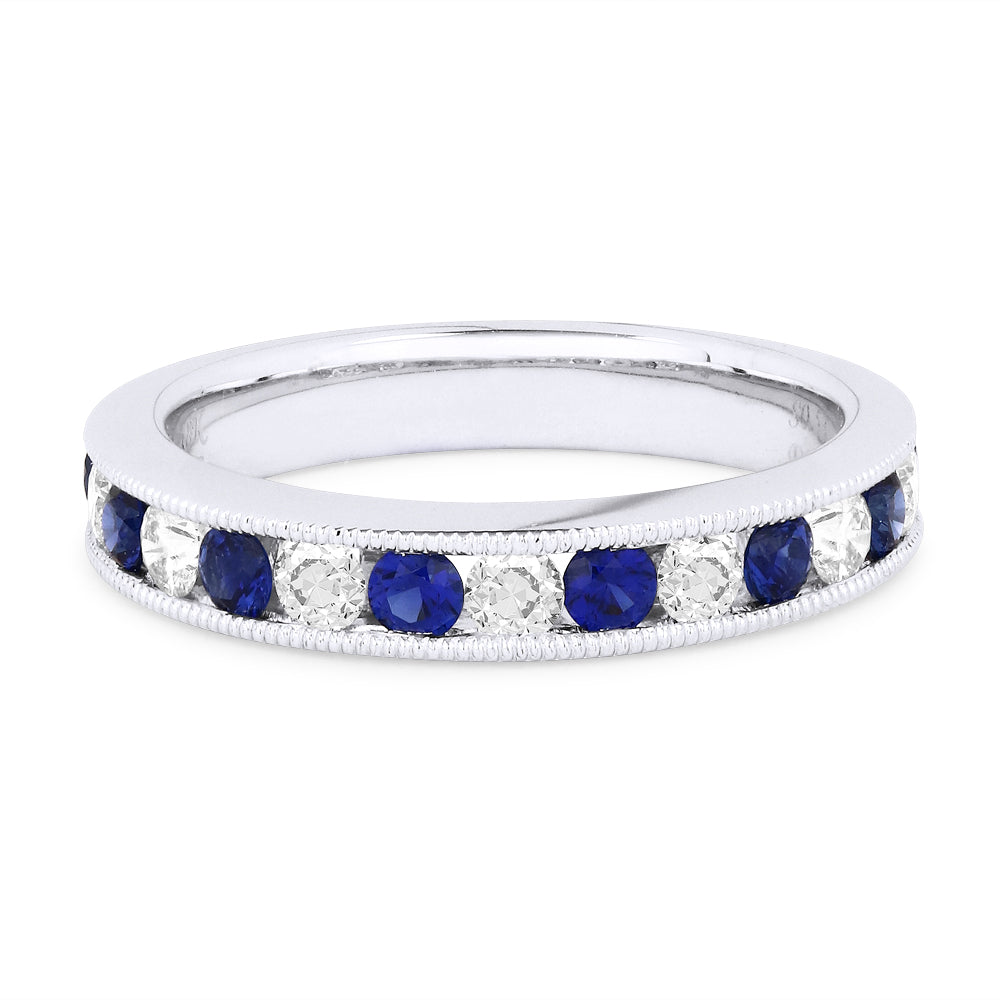 Madison L 18K White Gold Sapphire Stackable Ring - style R1266SAW