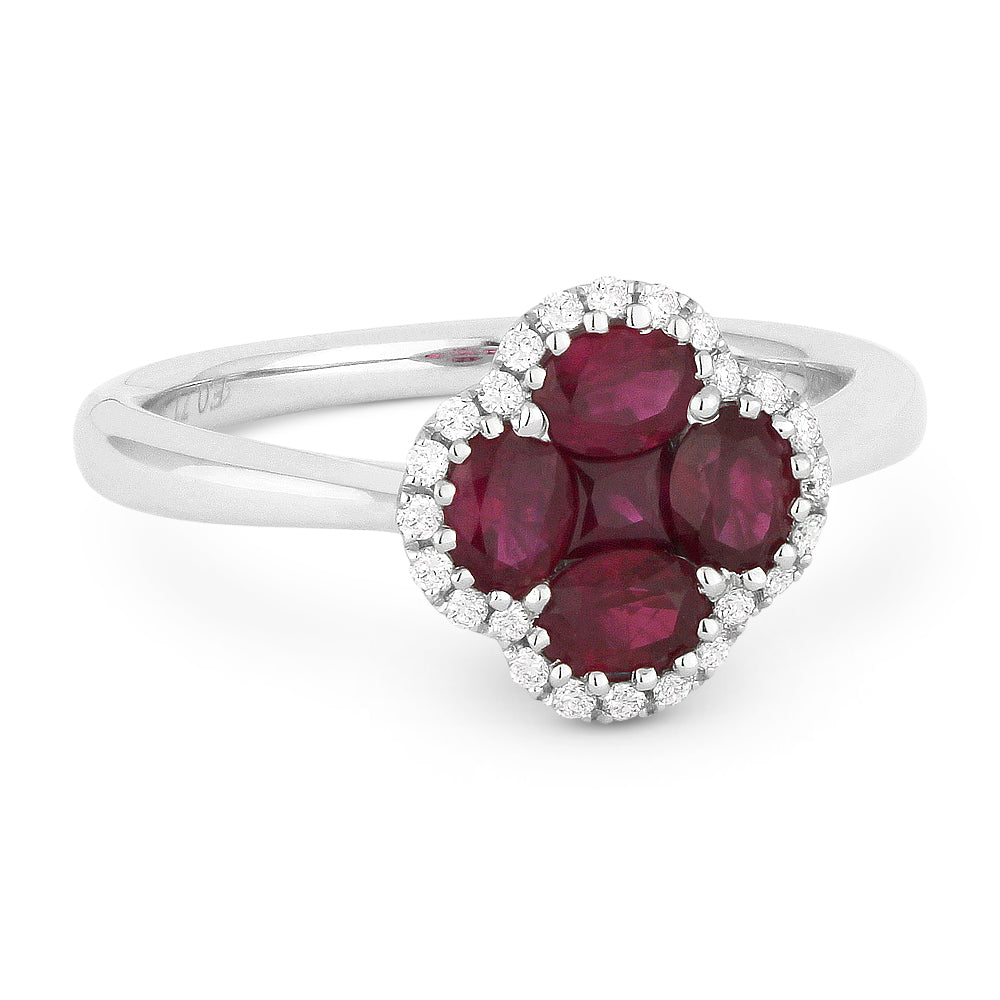 Madison L 18K White Gold Ruby Clover Ring - style R1271RUW
