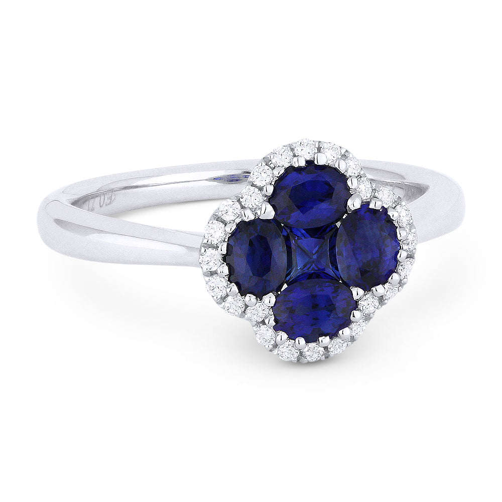 Madison L 18K White Gold Sapphire Clover Ring - style R1271SAW