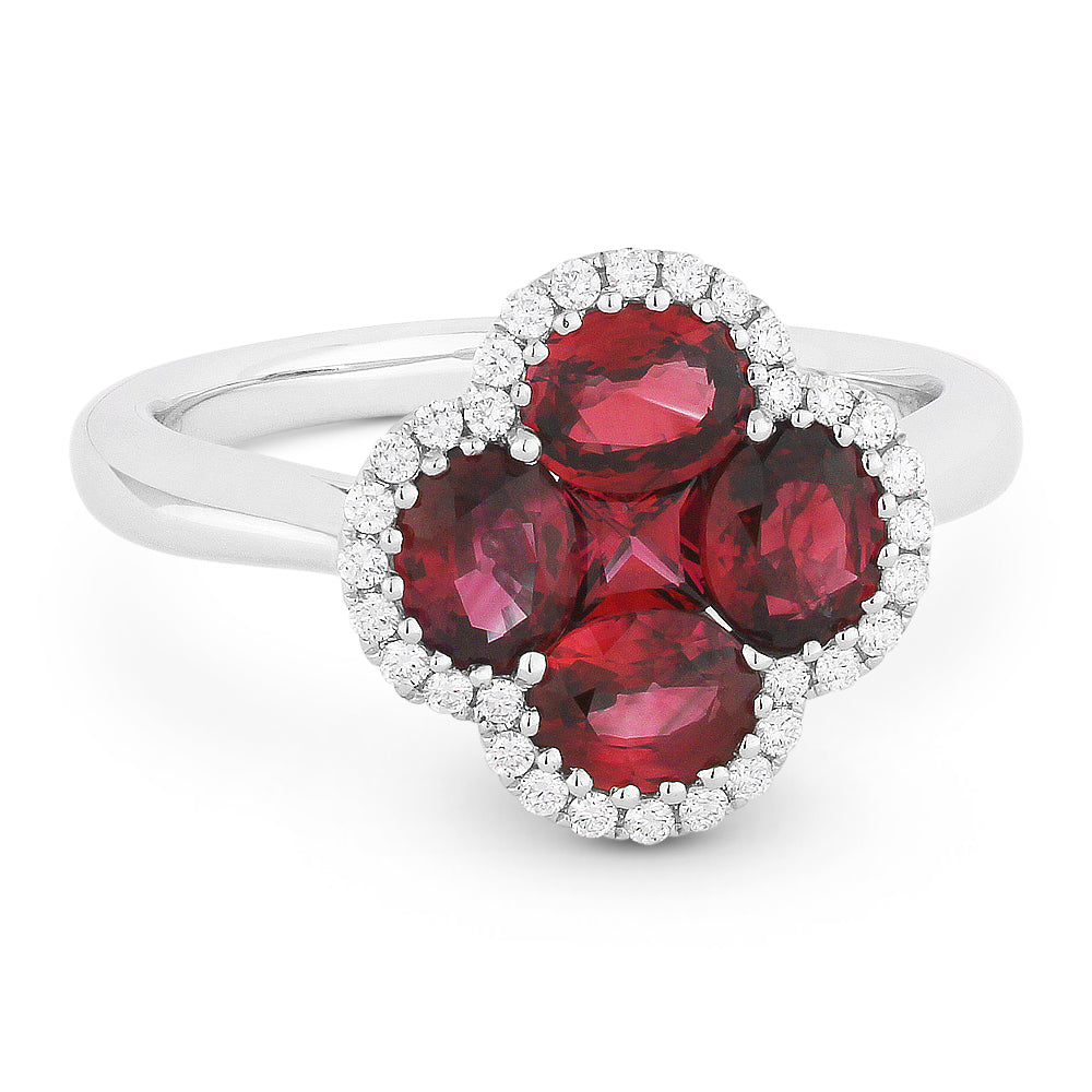 Madison L 18K White Gold Ruby Clover Ring - style R1272RUW