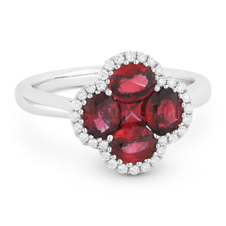 Madison L 18K White Gold Ruby Clover Ring - style R1272RUW