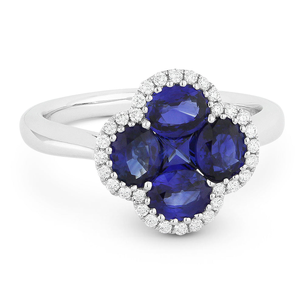 Madison L 18K White Gold Sapphire Clover Ring - style R1272SAW