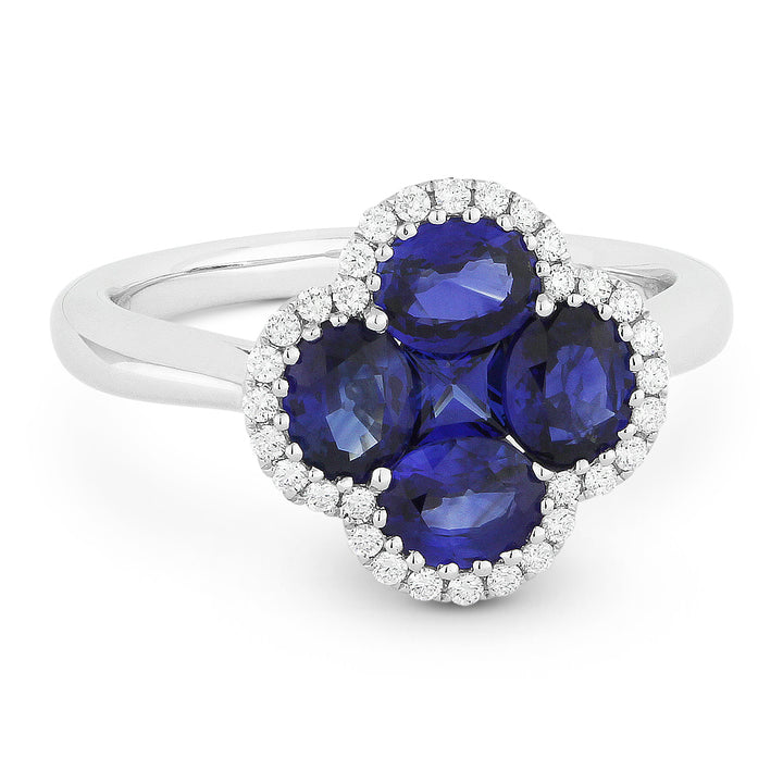 Madison L 18K White Gold Sapphire Clover Ring - style R1272SAW