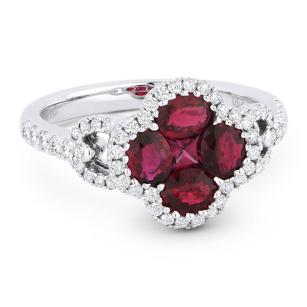Madison L 18K White Gold Ruby Clover Ring - style R1274RUW
