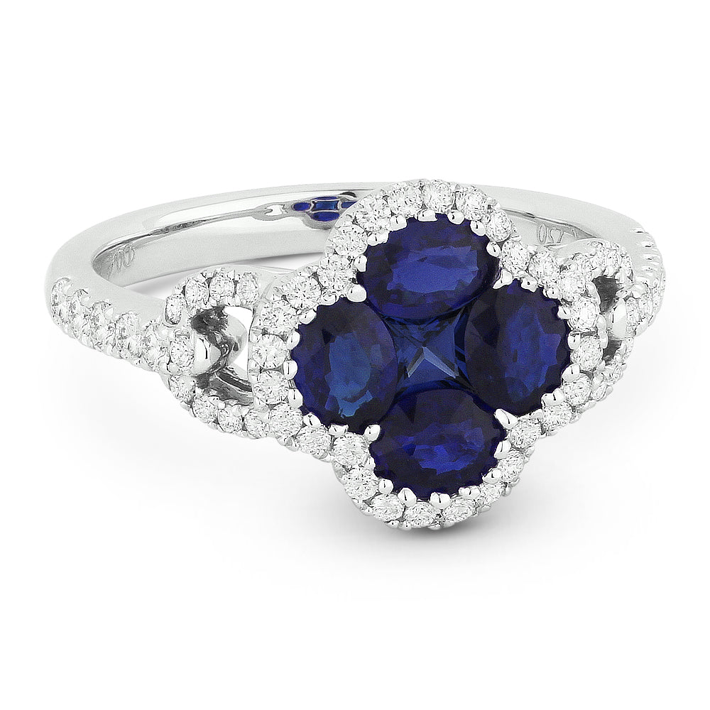 Madison L 18K White Gold Sapphire Clover Ring - style R1274SAW