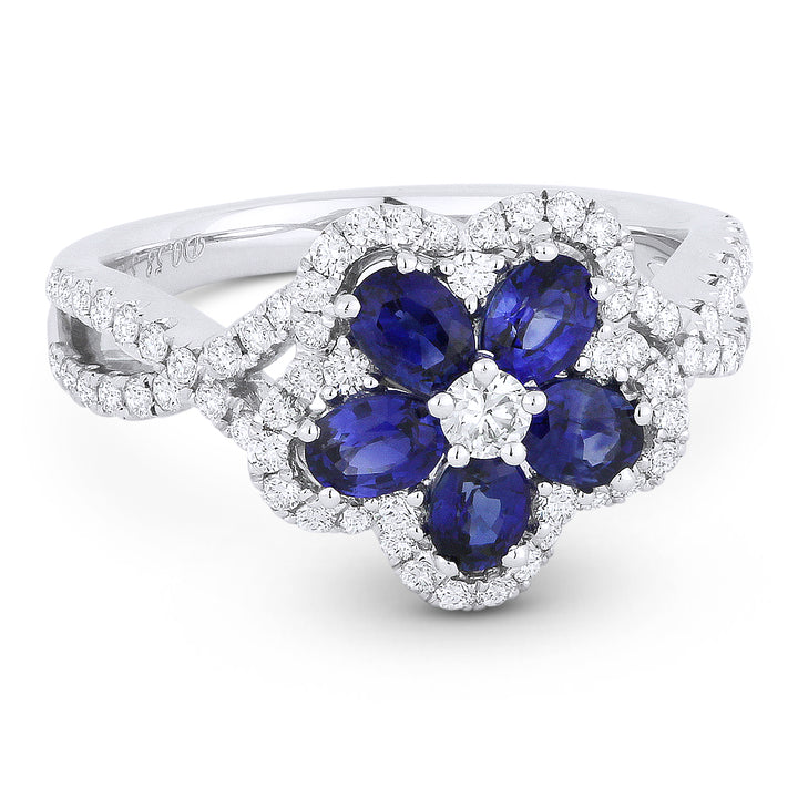 Madison L 18K White Gold Sapphire Flower Ring - style R1277SAW
