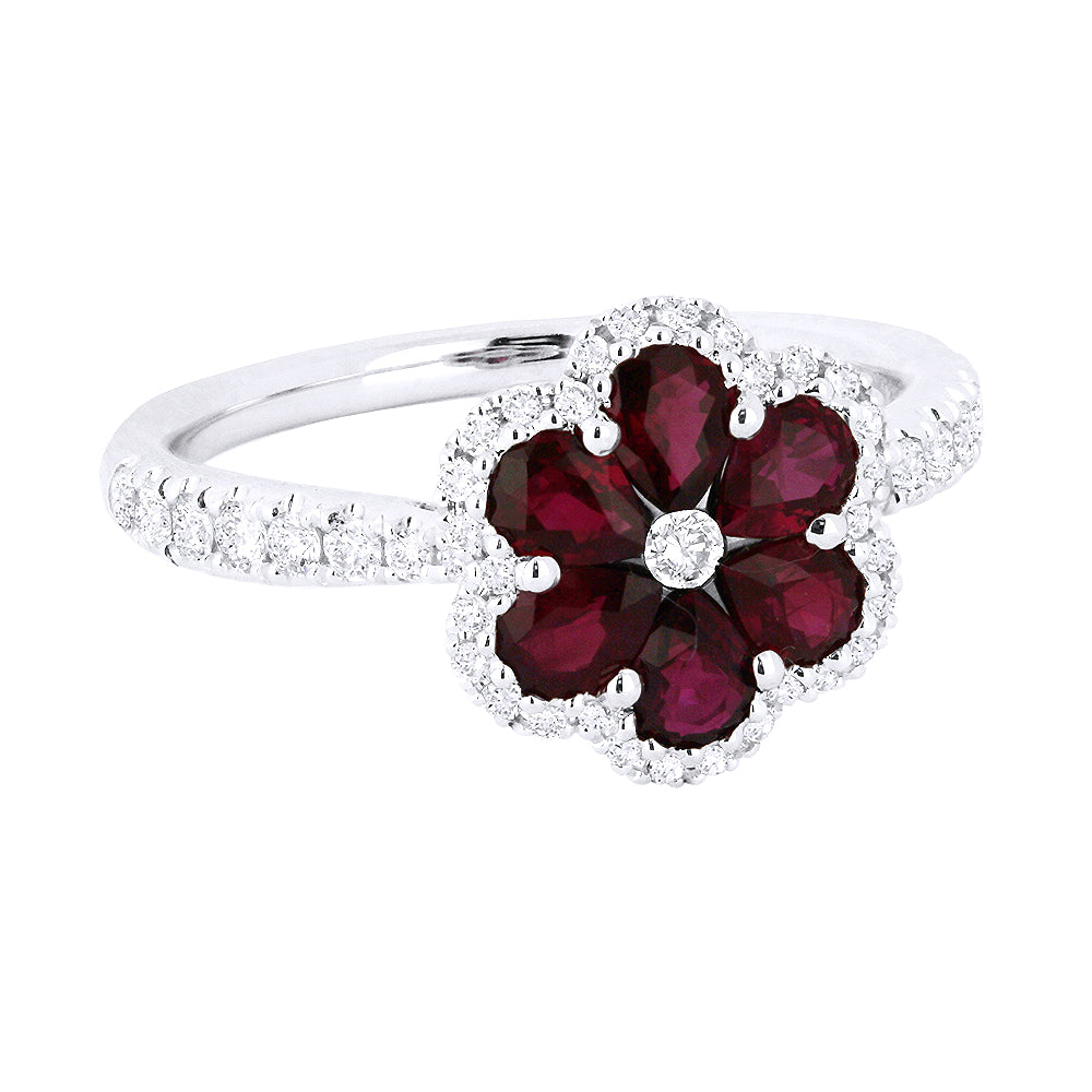 Madison L 18K White Gold Ruby Flower Ring - style R1280RUW
