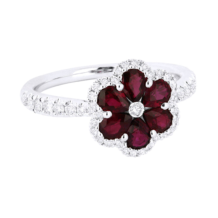 Madison L 18K White Gold Ruby Flower Ring - style R1280RUW