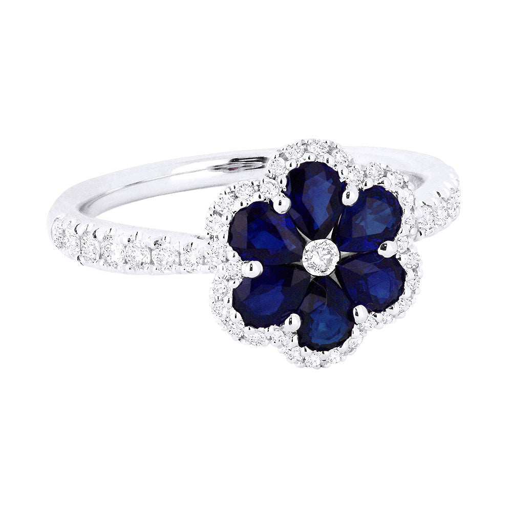 Madison L 18K White Gold Sapphire Flower Ring - style R1280SAW