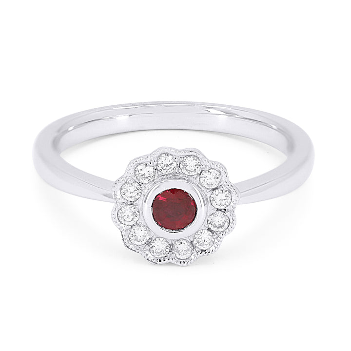 Madison L 14K White Gold Ruby Round Ring - style R1289RUW